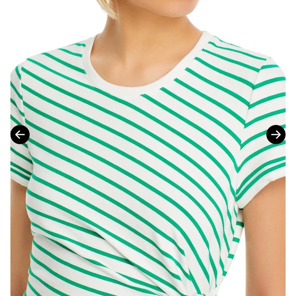 AQUA Green Striped T-Shirt Dress with‎ Tie Waist Mini Bodycon XS - Picture 4 of 10